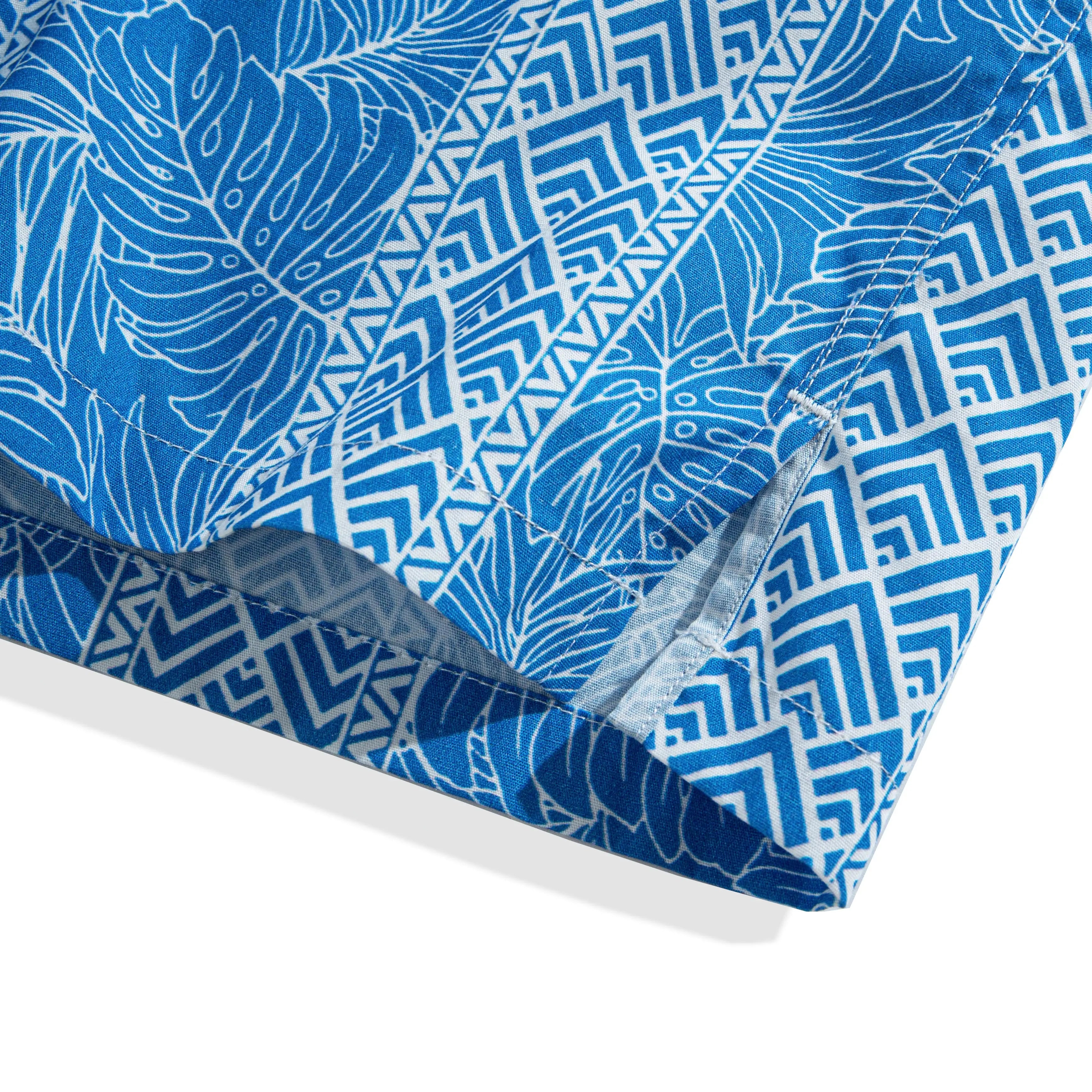 OROMEN Totem And Leaf Hawaiian Shirt — side vent and back box pleat detail