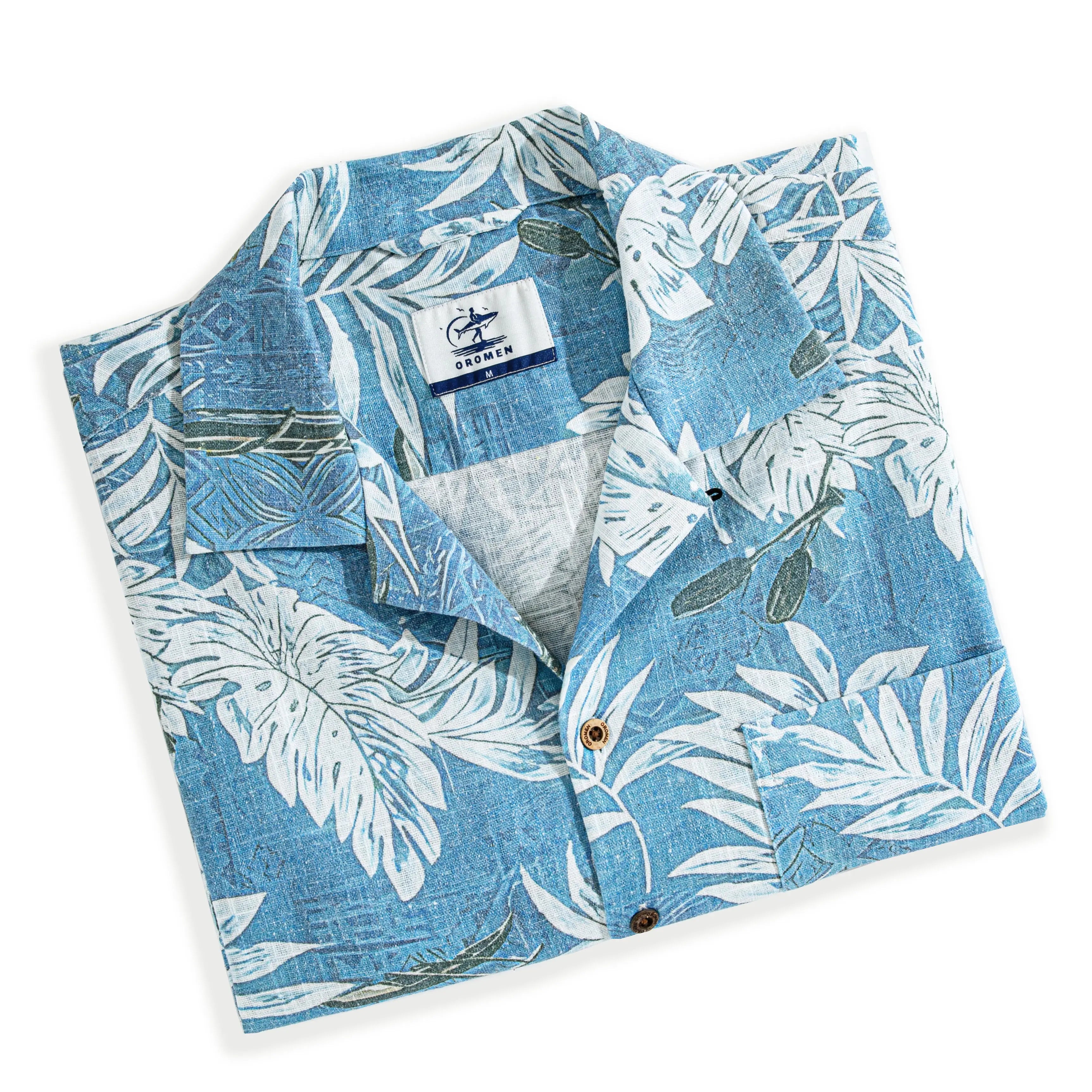 OROMEN Tropical Totem Aloha Shirt – Product Overview  Blue Tropical Print