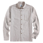 OROMEN Two-Tone Woven Cotton Linen Shirt – Front Flat Lay