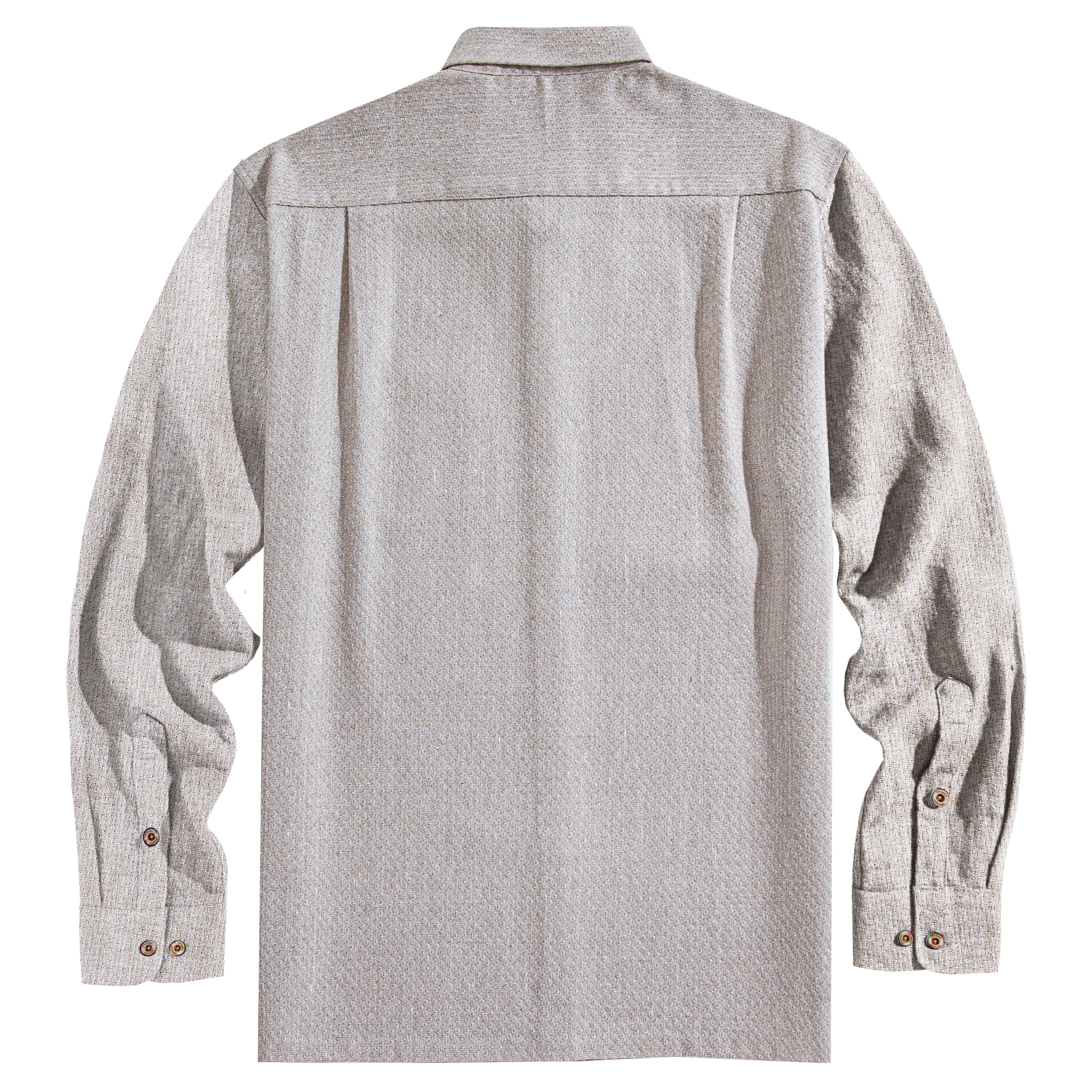OROMEN Two-Tone Woven Shirt Back Flat Lay – Cotton Linen