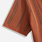 OROMEN Vintage Knit Shirt – Model Wearing Burnt Orange