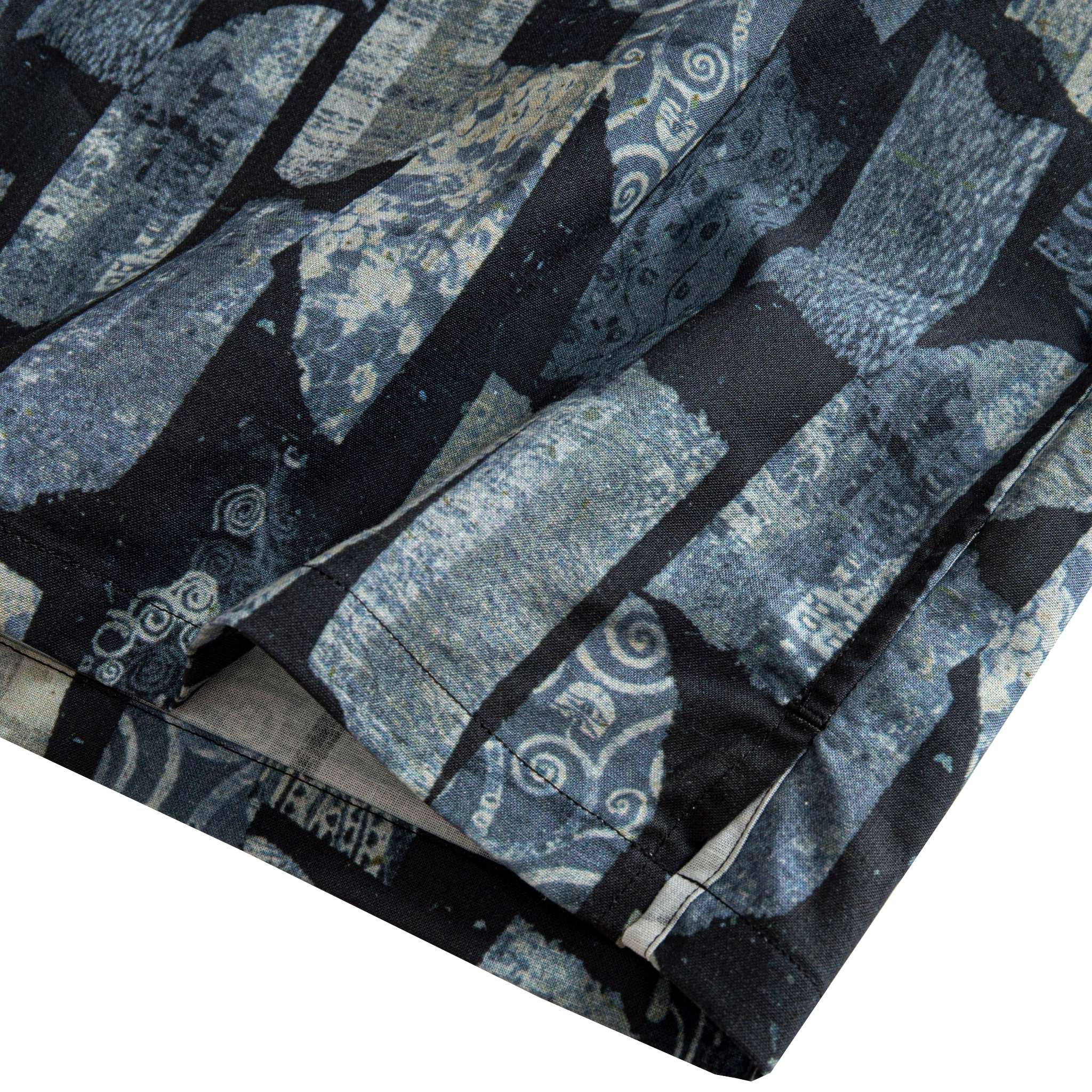 OROMEN Vintage Patchwork Print Shirt - Side Vent and Hem Detail