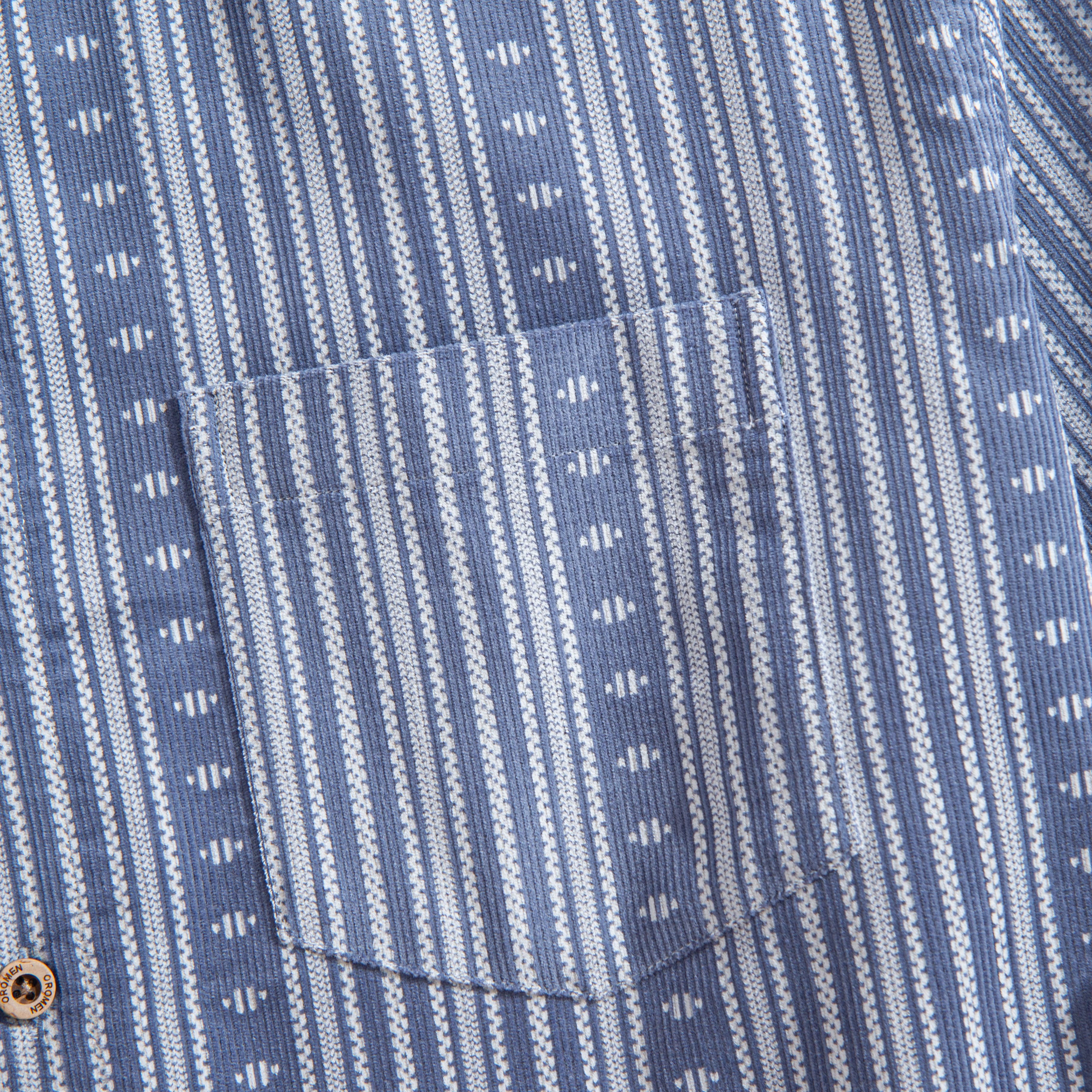 OROMEN Washed Corduroy Shirt Chest Pocket Detail – Stripe