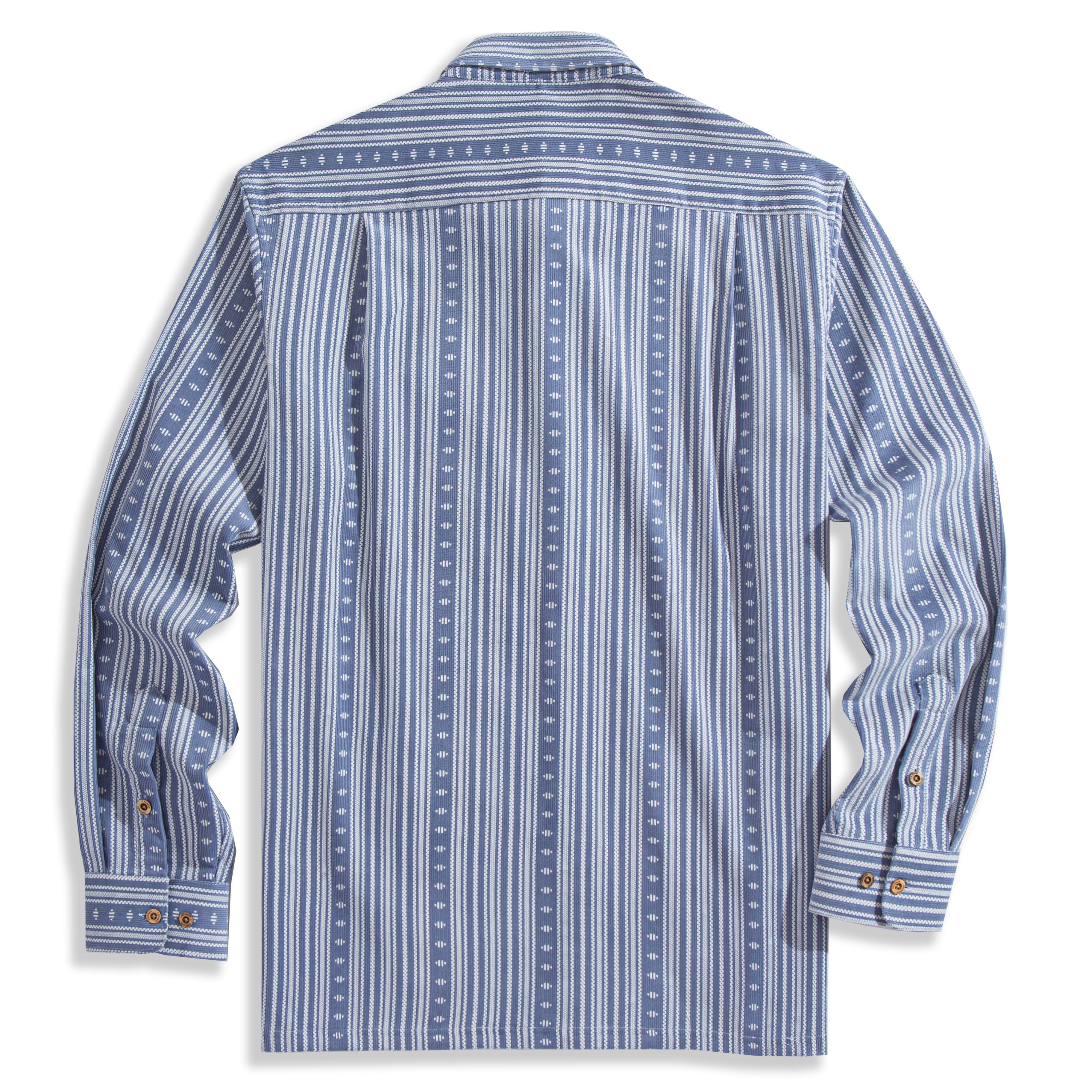 OROMEN Washed Corduroy Striped Shirt – Back Flat Lay