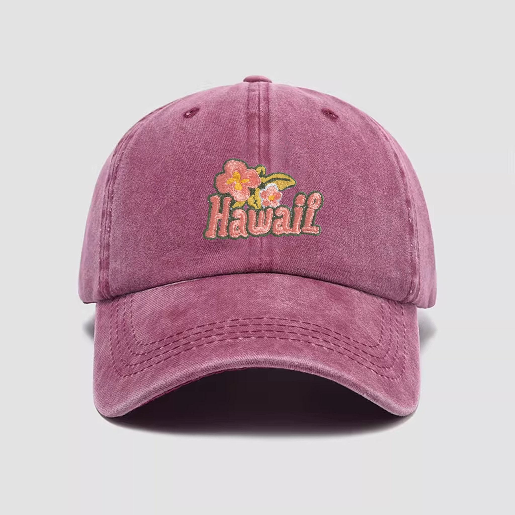 OROMEN Washed Hibiscus Baseball Cap Dusty Rose - Perfect for Beach Days & Casual Outings