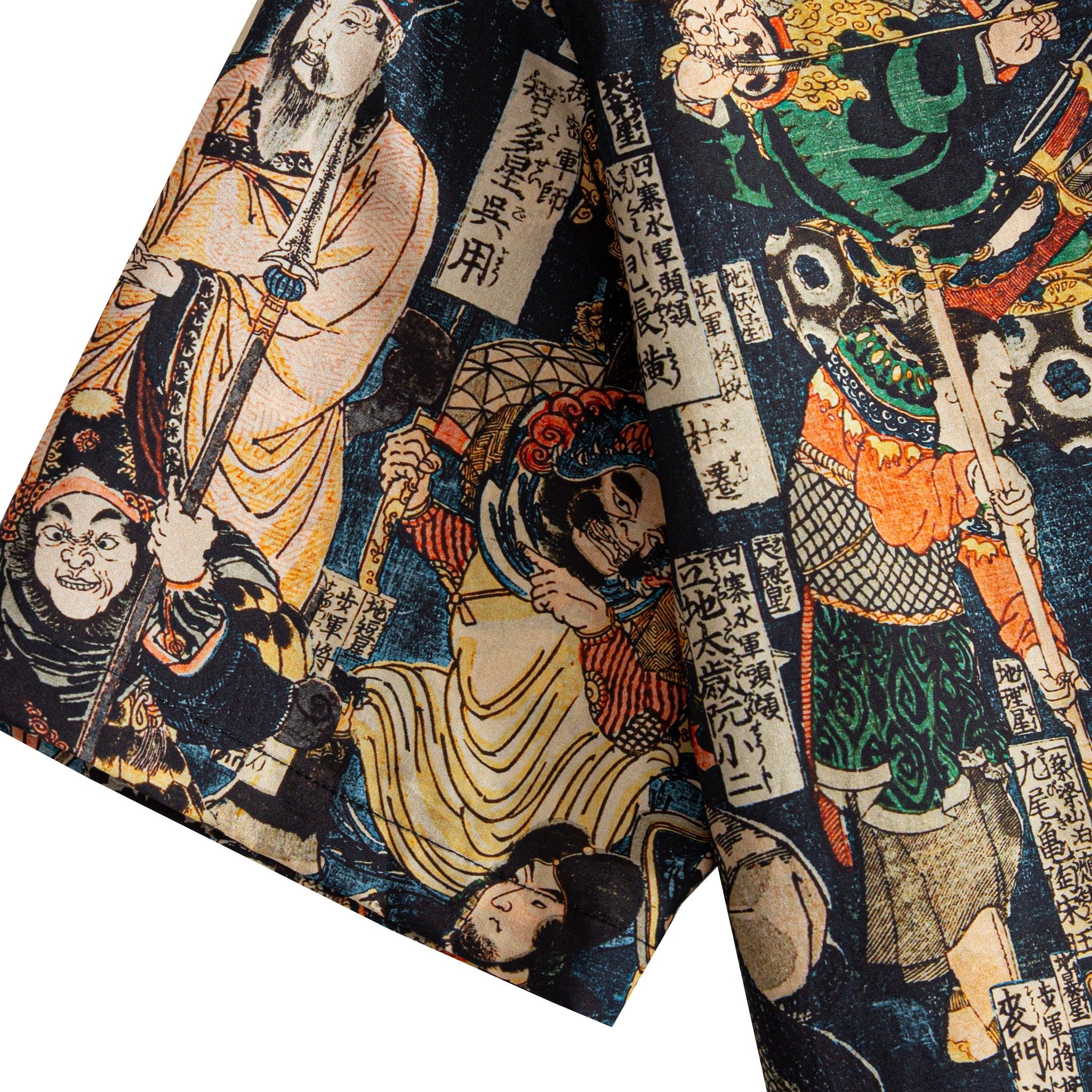 OROMEN Water Margin Shirt On Model - Ukiyo-e Camp Collar Style