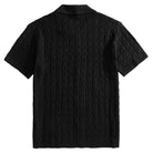 OROMEN Wave Jacquard Knit Polo black back flat lay full view