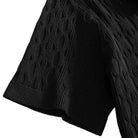 OROMEN Wave Jacquard Knit Polo black ribbed cuff sleeve detail