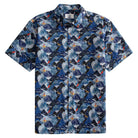 OROMEN Wave Mountain Shirt – Front Flat Lay, Ukiyo-e Mountain & Wave Print, Coconut Buttons