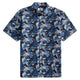 OROMEN Wave Mountain Shirt – Front Flat Lay, Ukiyo-e Mountain & Wave Print, Coconut Buttons