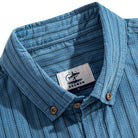 OROMEN Wheat Stripe Corduroy Shirt – Button-Down Collar and OROMEN Brand Label Detail, Coconut Buttons