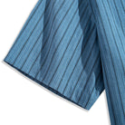 OROMEN Wheat Stripe Corduroy Shirt – Sleeve and Hem Drape Detail, Irregular Wheat Stitch Stripe, Steel Blue