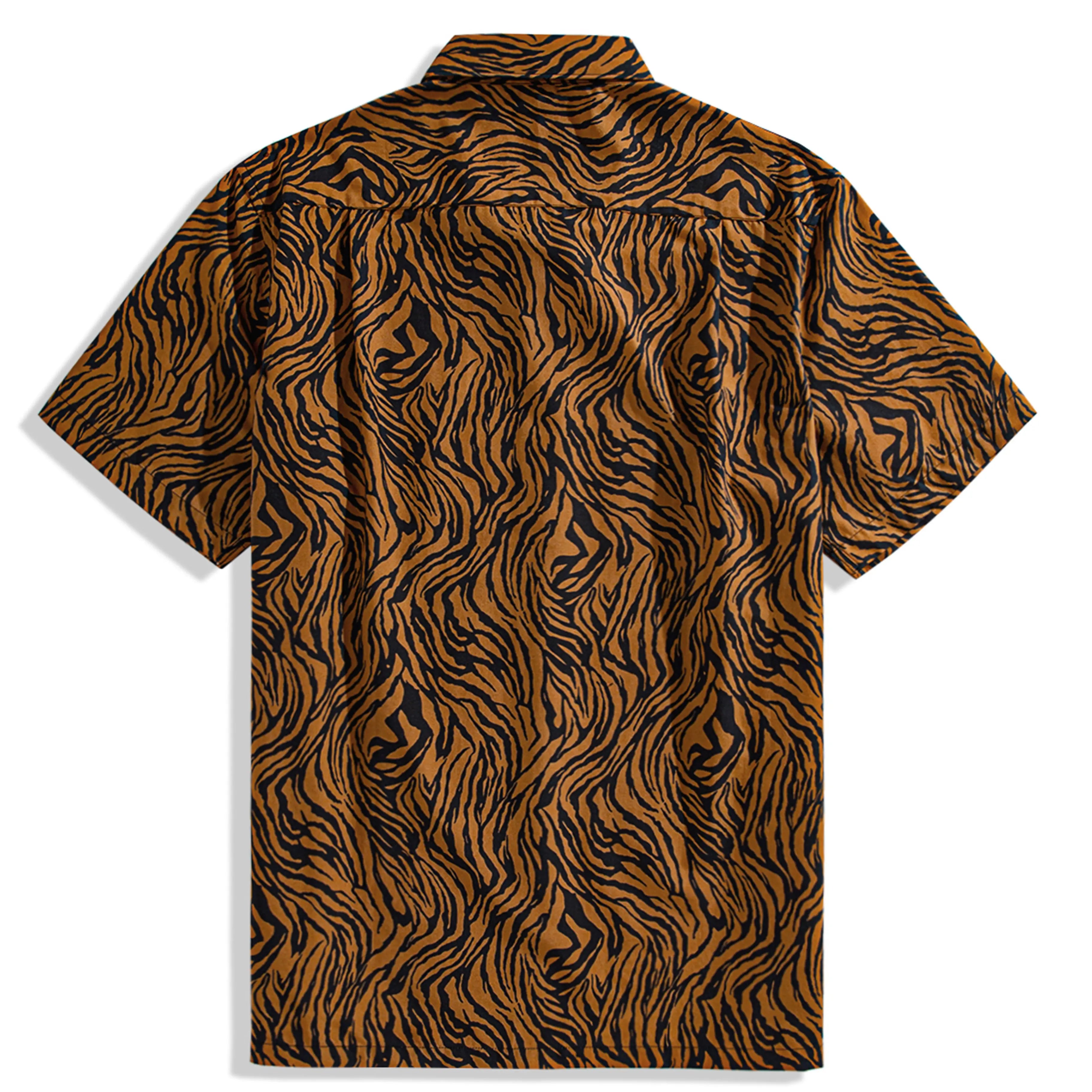 OROMEN Zebra Tattoo Hawaiian Shirt back view — full zebra stripe aloha shirt