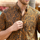 OROMEN Zebra Tattoo Hawaiian Shirt — camp collar and button-down detail