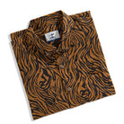 OROMEN Zebra Tattoo Hawaiian Shirt folded flat lay — black and white zebra print