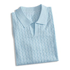OROMEN Zigzag Hollow Knit Polo Shirt – Back View