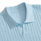 OROMEN Zigzag Hollow Knit Polo Shirt – Side View