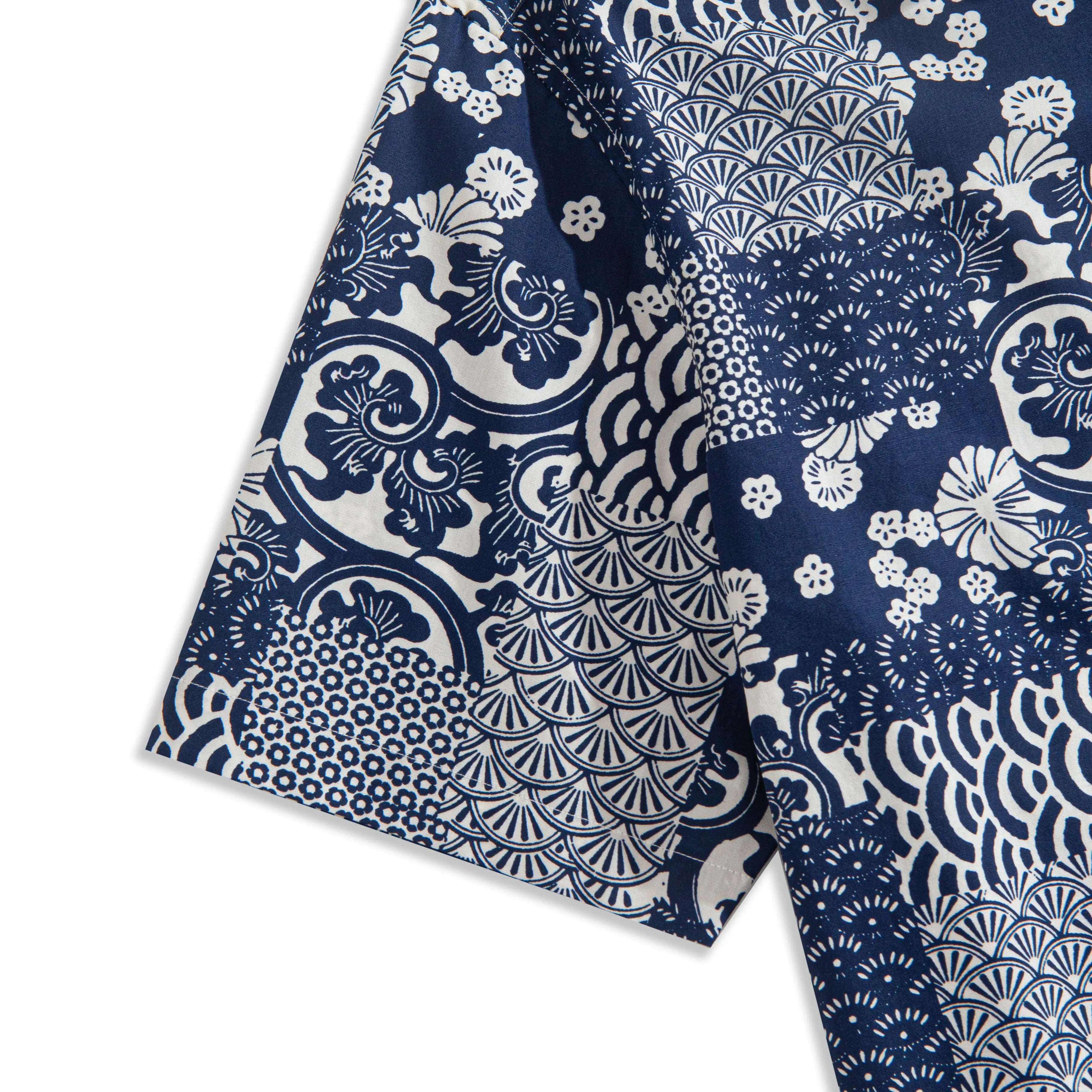 OROMEN aloha shirt ukiyoe collage sleeve detail