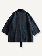 OROMEN cotton-linen haori kimono cardigan, back flat lay