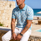 OROMEN ice silk polo shirt herringbone texture detail