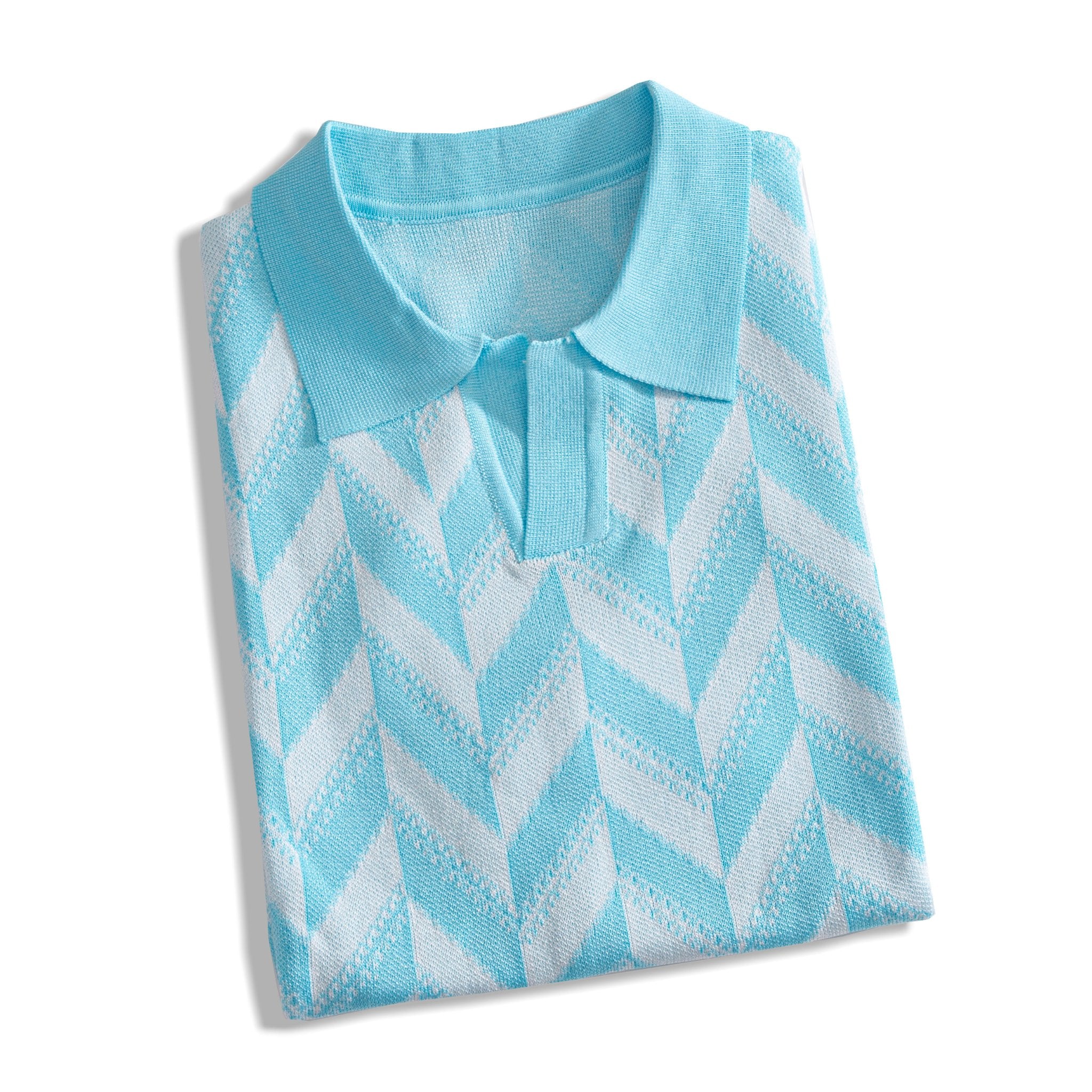 OROMEN jacquard polo shirt ribbed sleeve close-up