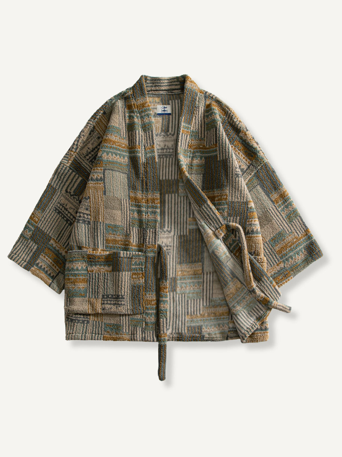 OROMEN mosaic haori kimono with one side open
