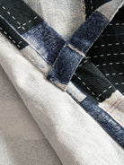 OROMEN patchwork kimono cardigan waist tie close-up