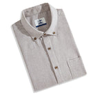 OROMEN two-tone woven shirt - beige white porous texture cotton linen fabric