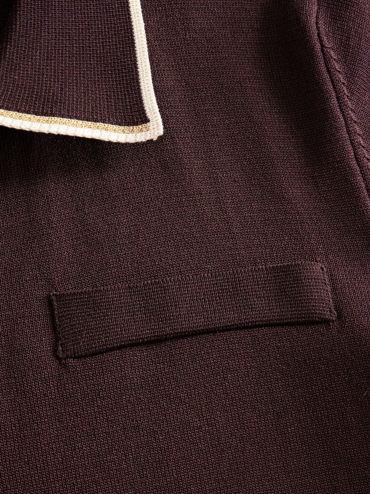 OROMEN-Casa-Mocha-Knit-Polo-chest-pocket-detail-featuring-a-tailored-welt-pocket-construction