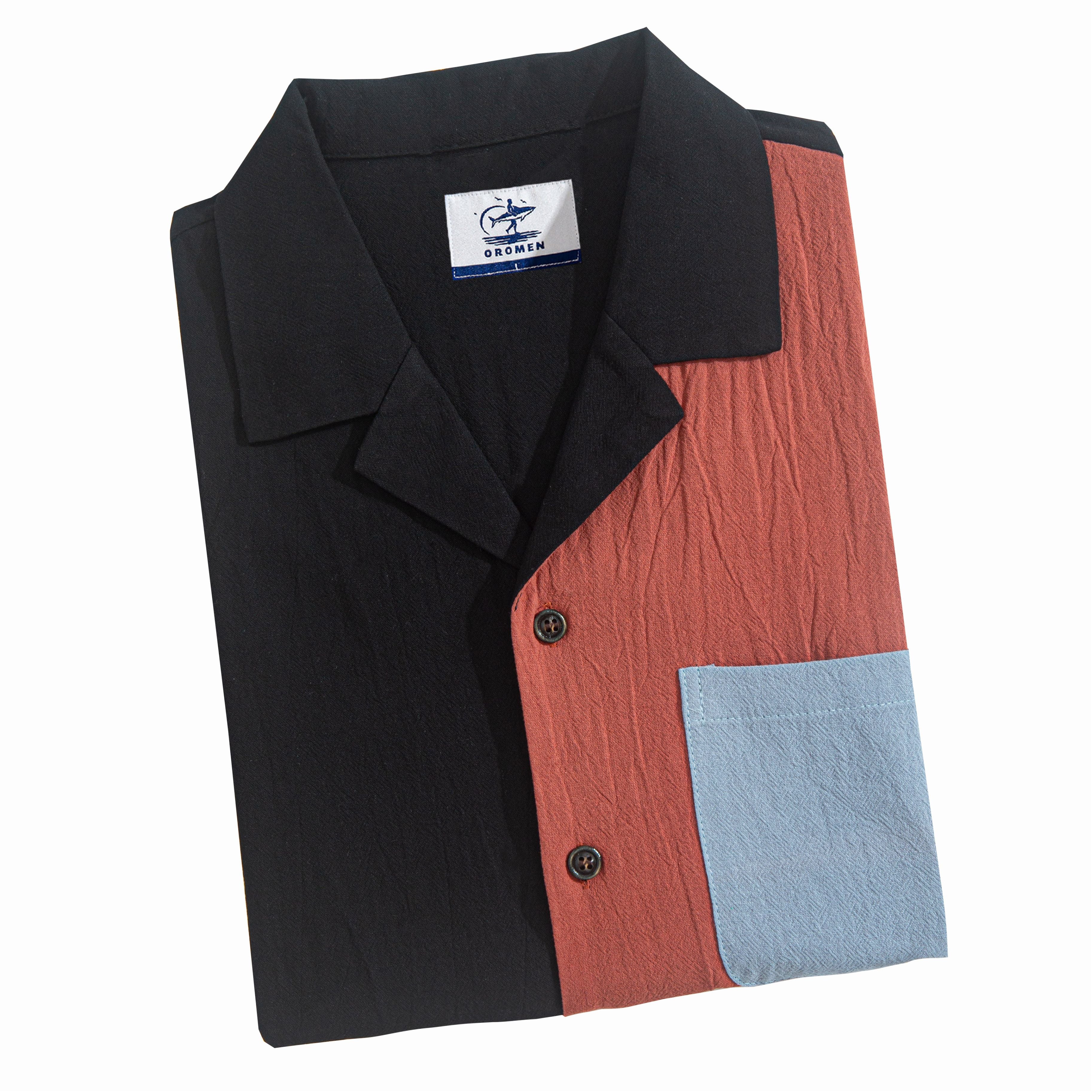 OROMEN Colorblock Cotton Shirt Folded Display