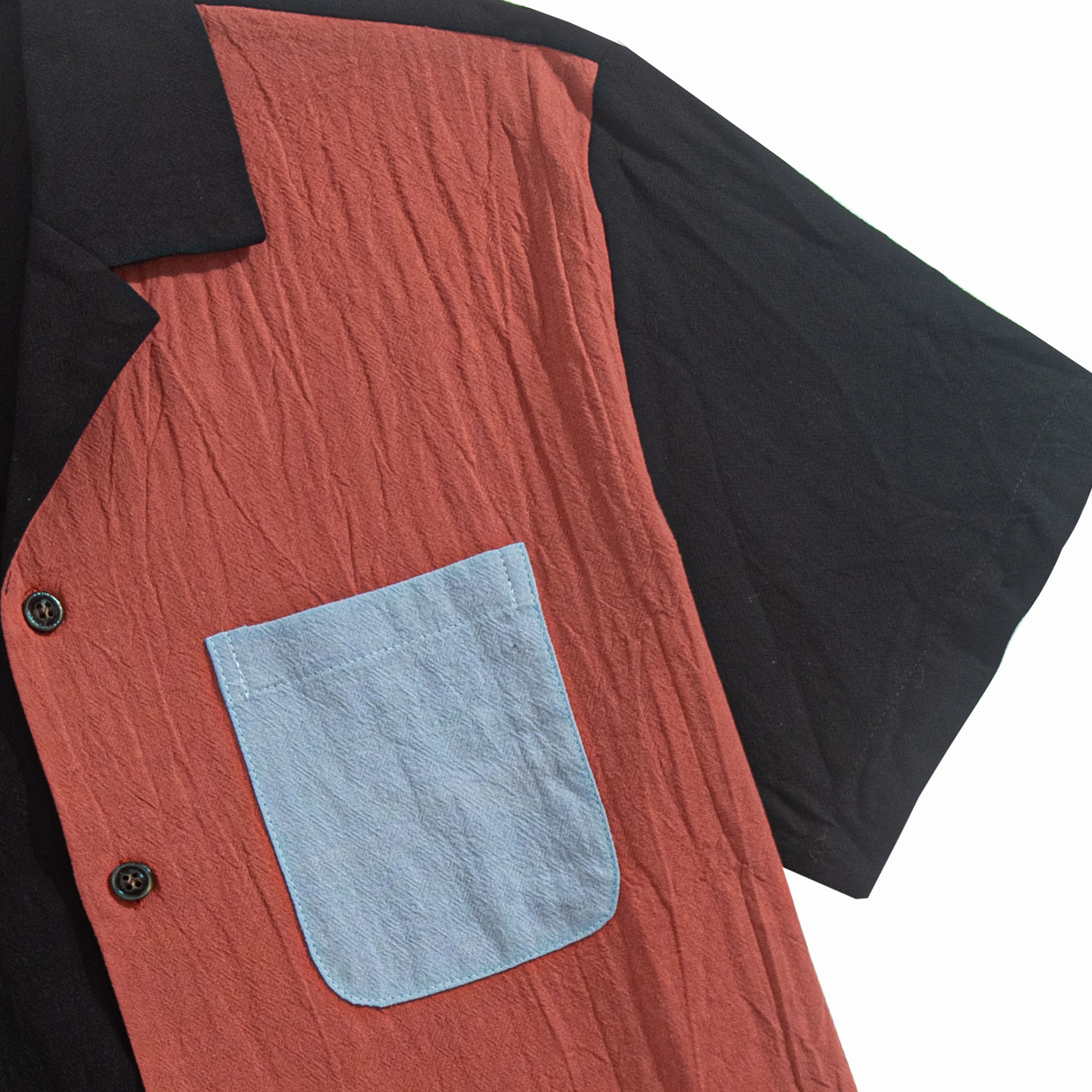 OROMEN Colorblock Shirt Chest Pocket Detail – Camp Collar