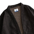 OROMEN Haori Cardigan V-Neckline Close-Up — Open Collarless Design with Soft Lapel, Japanese Kimono-Inspired Cotton Linen
