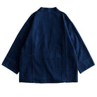 OROMEN Indigo Denim Haori Jacket – Back View, Drop Shoulder Silhouette