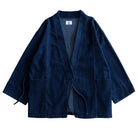 OROMEN Indigo Denim Haori Jacket – Front View, Cotton-Linen Blend