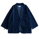 OROMEN Indigo Denim Haori Jacket – Front View, Cotton-Linen Blend