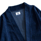 OROMEN Indigo Denim Haori Jacket – Three-Quarter View, Open Front