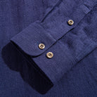 OROMEN Indigo Linen Shirt – Lapel Collar Detail