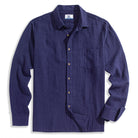 OROMEN Indigo Tailored Linen Long Sleeve Shirt – Navy