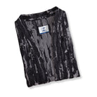 OROMEN Jacquard Crackle Kimono Jacket folded flat, packaged presentation, black jacquard