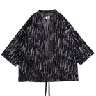 OROMEN KIMONO015 Jacquard Crackle Kimono Jacket, front view, black, sizes M–2XL