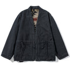 OROMEN KIMONO017 Vintage Kimono Coat, side A front view, grey Navajo tribal pattern, relaxed drop-shoulder silhouette