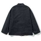 OROMEN KIMONO017 Vintage Two-Way Kimono Coat, back view, full-length drop-shoulder silhouette, grey Navajo pattern