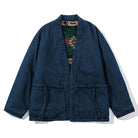 OROMEN KIMONO018 Reversible Kimono Coat, side B flat lay, contrast interior jacquard pattern, reversible two-way design