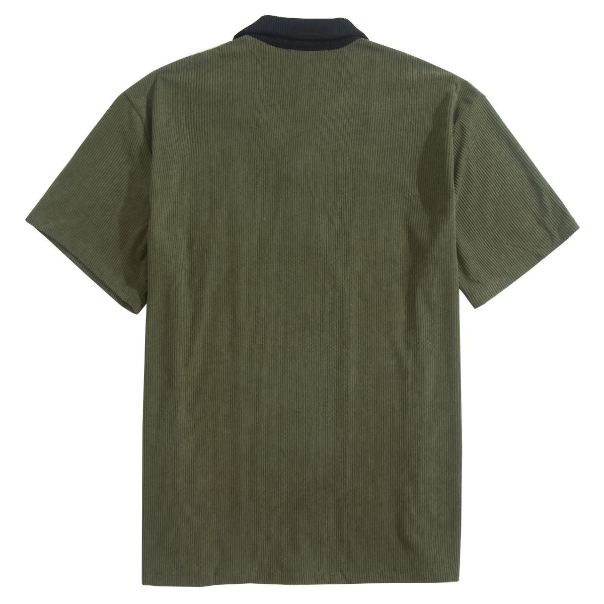 OROMEN Military Green Corduroy Patchwork Shirt – Back Flat Lay