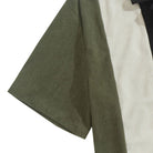 OROMEN Military Green Corduroy Shirt Sleeve Cuff & Patchwork Detail