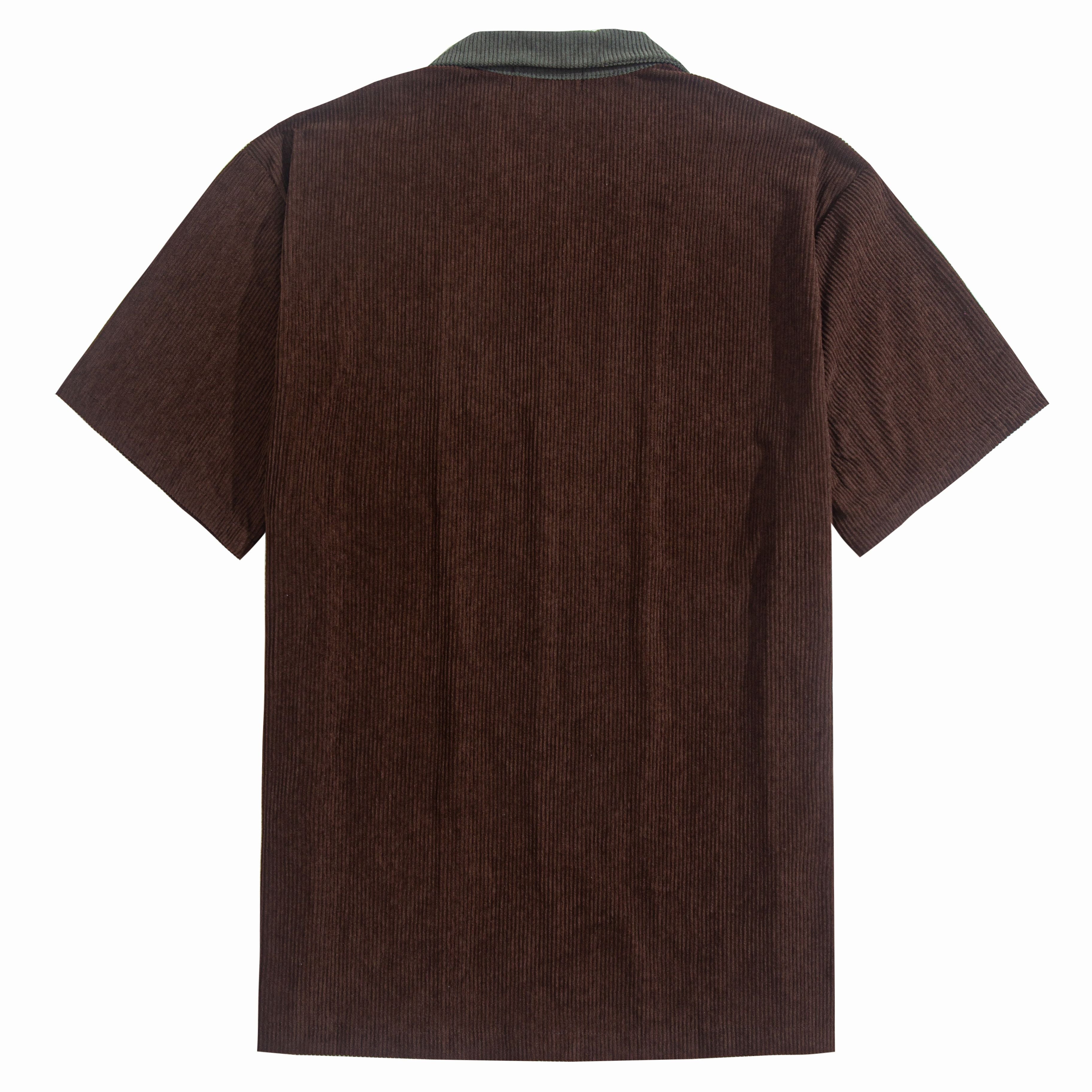 OROMEN Retro Contrast Corduroy Shirt – Back Flat Lay