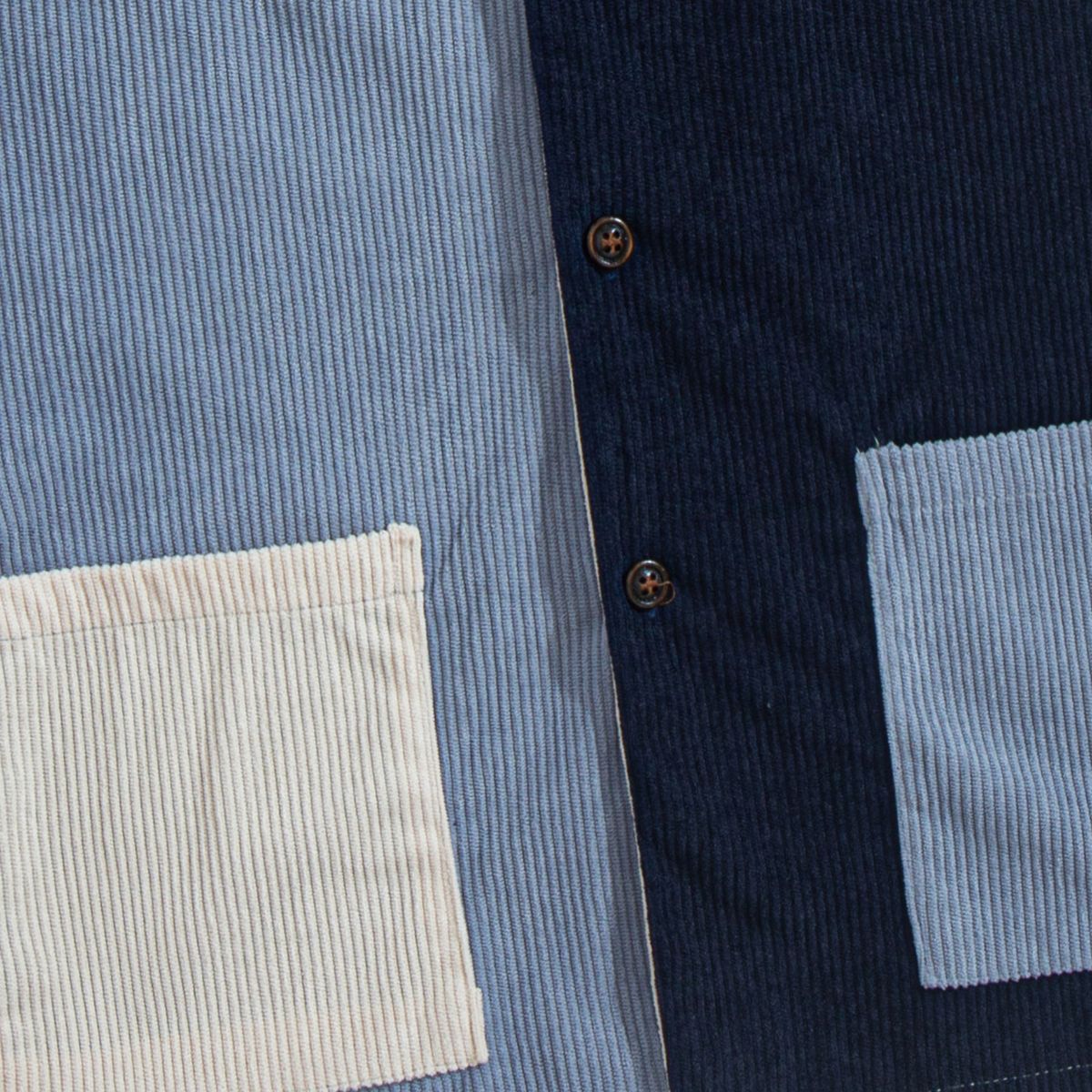 OROMEN Sky Blue Corduroy Shirt Chest Pocket Detail