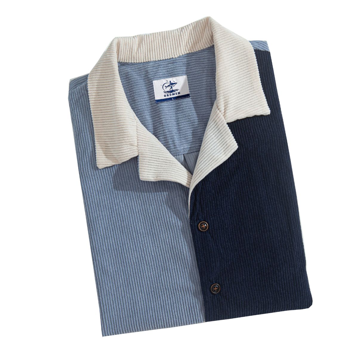 OROMEN Sky Blue Corduroy Shirt Folded Display