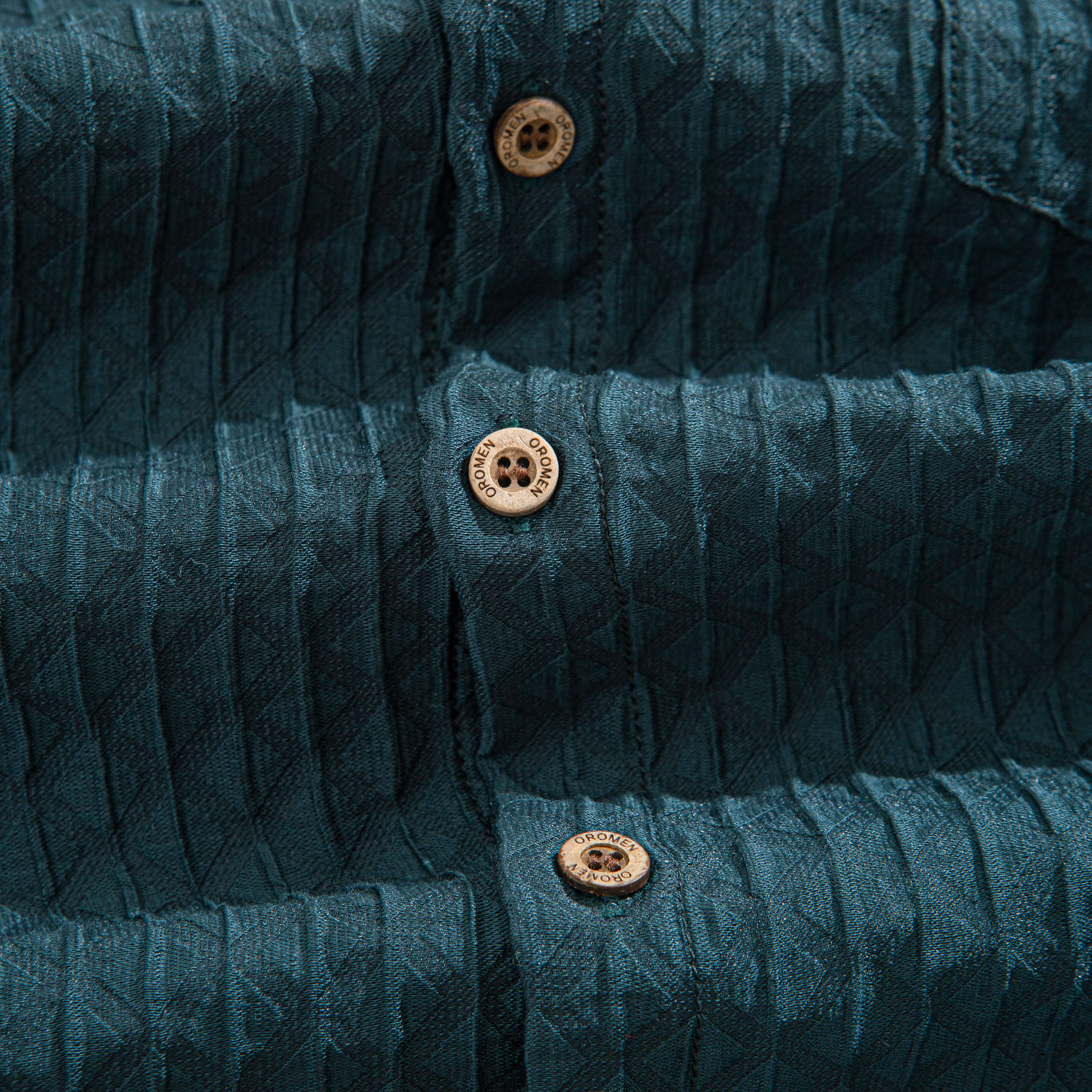 OROMEN Woven Shirt Coconut Button Detail – Diamond Texture