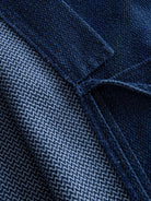 Open front view with untied straps on OROMEN Indigo Sashiko Haori Kimono